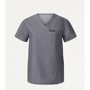 Jaanuu Women's Heather Gray Magna 3-Pocket Scrub Top- Size XS